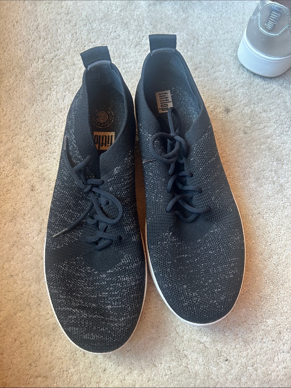 Black Knit Lace-Up Sneakers